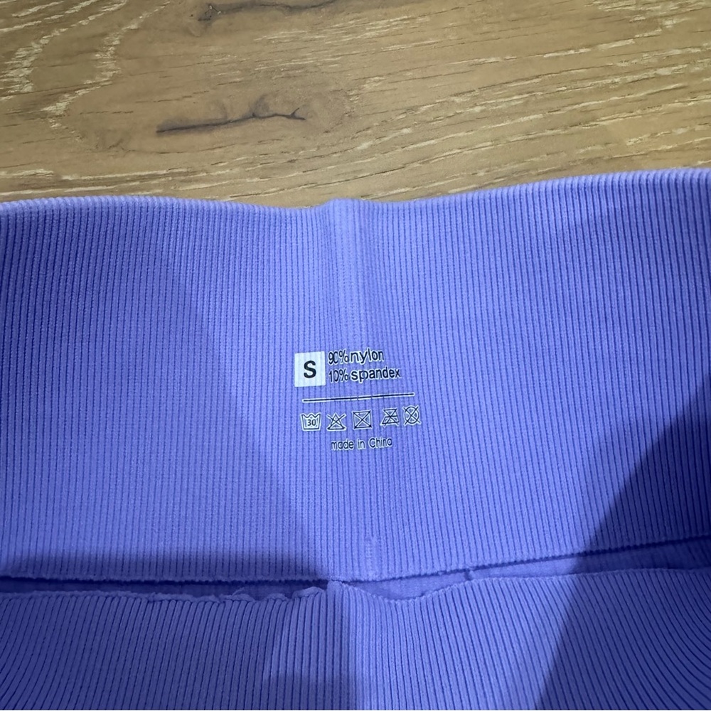 Purple Ribbed High-Waisted Shorts - Picture 2 of 3